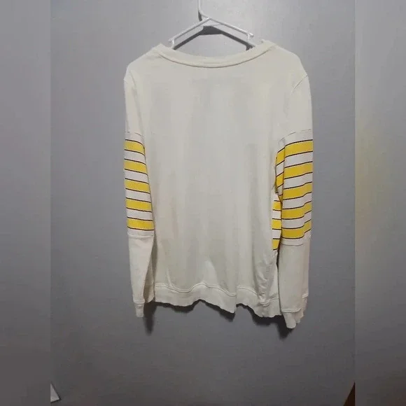 St. Johns Bay womens classic long sleeve shirt white w/blue yellow … - Picture 2 of 5